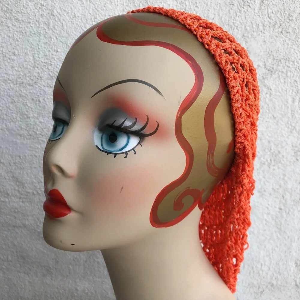 Pinup Retro rockabilly Vintage Hair Snoods Orange